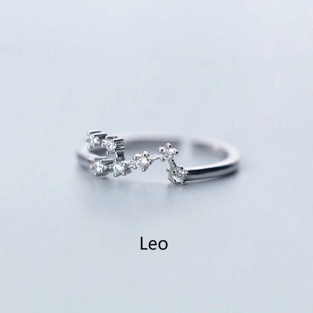 NEW 925 Sterling Silver Zodiac Resizable Ring-Leo